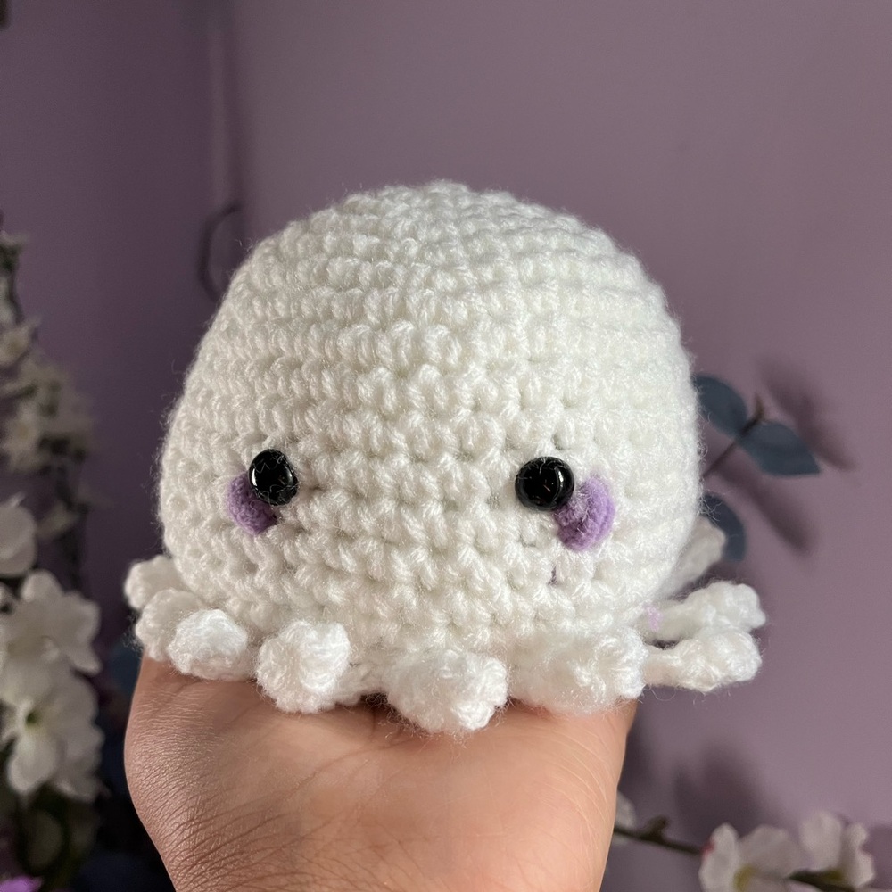 White Crochet Octopus Plush Toy